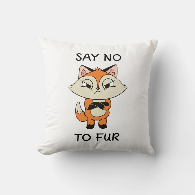Säg nej till Päls - Ledsen Fox Kudde (Framsida)