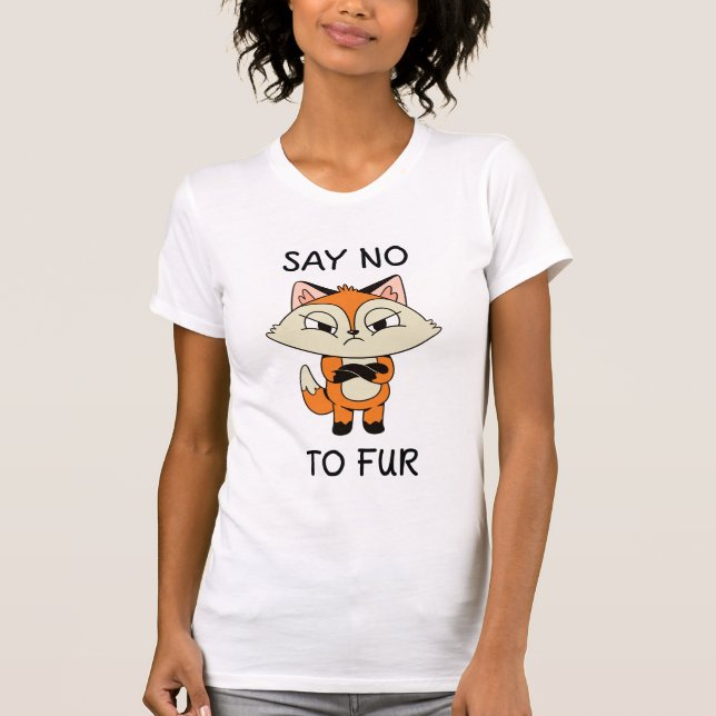 Säg nej till Päls - Ledsen Fox T Shirt (Framsida)