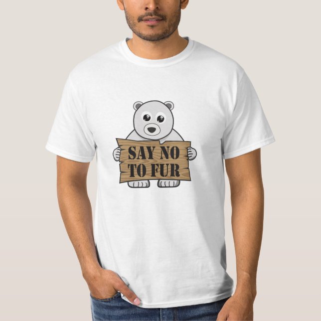 Säg nej till Päls T Shirt (Framsida)