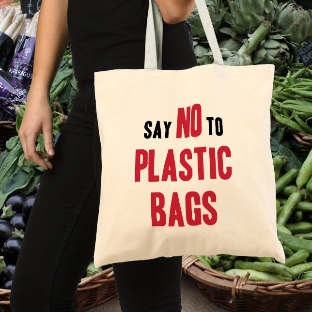 Säg Nej till Plastpåsar Återanvändbara Canvaspåsar Tygkasse (Skapare uppladdad)
