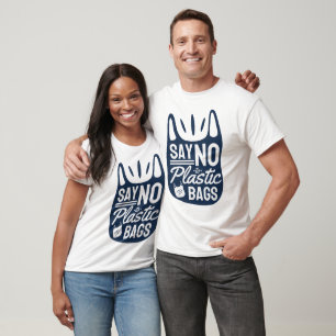 Säg nej till plastpåsar - fet Matkasse grafik T Shirt