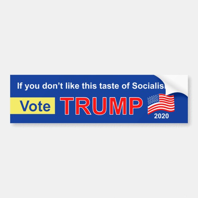 Säg nej till socialismen och rösta för Trump 2020. Bildekal (Framsidan)