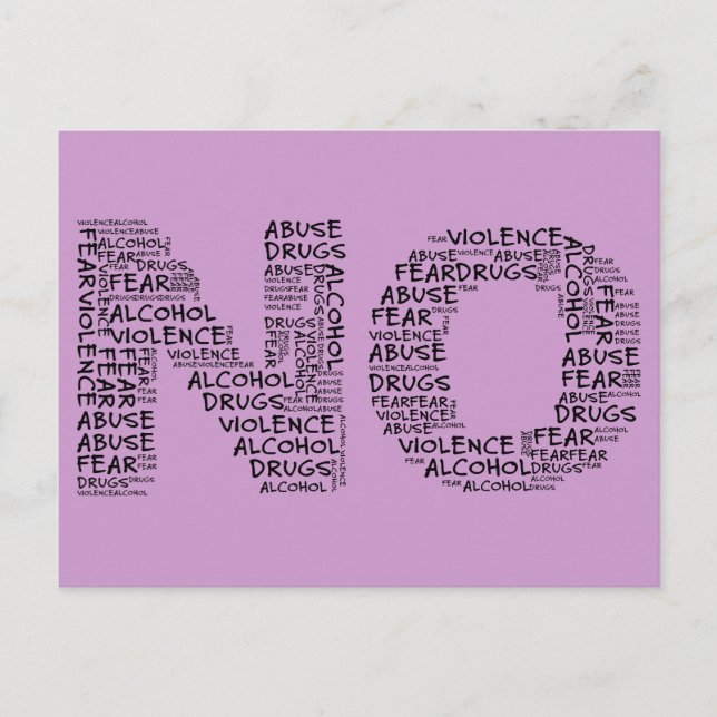 Säg nej till våld, missbruk, droger, alkohol och r vykort (Framsida)