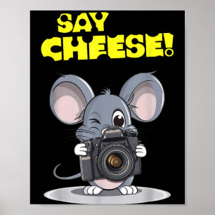 Säg Ost Rolig Mus Fotograf Foto Kamera H Poster
