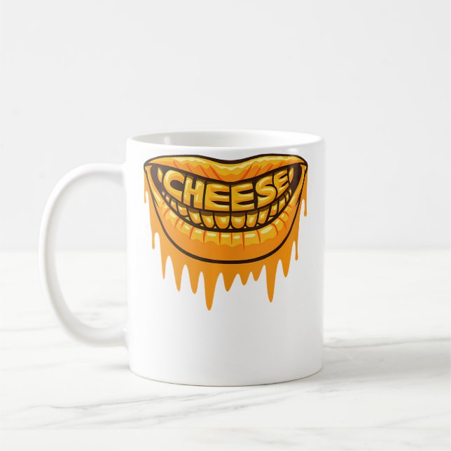 Säg Ost Roligt Ostigt Leende Fotografering Present Kaffemugg (Vänster)