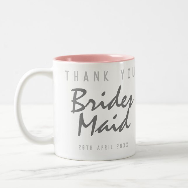 Säg Tack - en Bridesmaid Gift Två-Tonad Mugg (Vänster)
