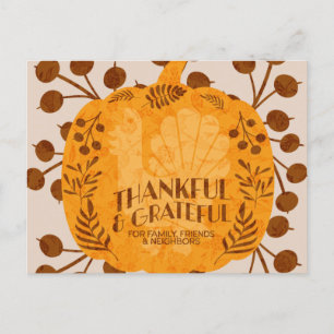 Säg tack Thanksgiving Kalkon Pumpa Grönska Vykort