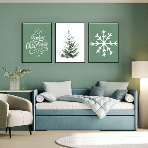 Saga Grönt Julsnowflake Poster
