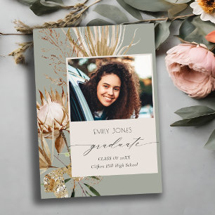 Saga Grönt Protea Dry Handflatan Blommigt Photo St Meddelande
