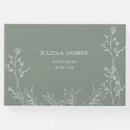 Saga grönt trendig bröllop gästböcker