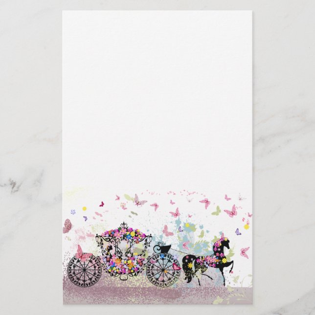 Sagaekipage med blommor brevpapper (Framsida)
