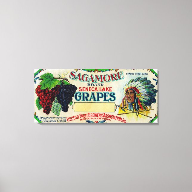 Sagamore Grape LabelHector, NY Canvastryck (Framsida)