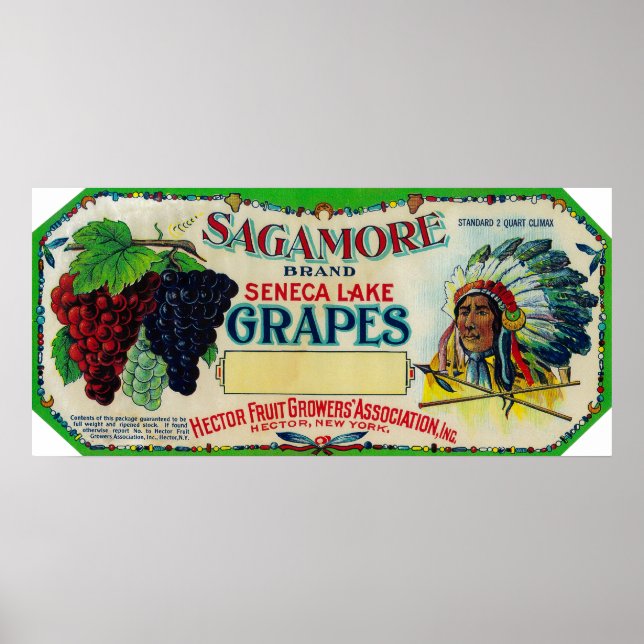 Sagamore Grape LabelHector, NY Poster (Framsidan)