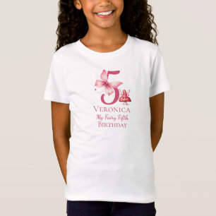Sagan 5-års födelsedagsflicka Rosa Whimsical T Shirt