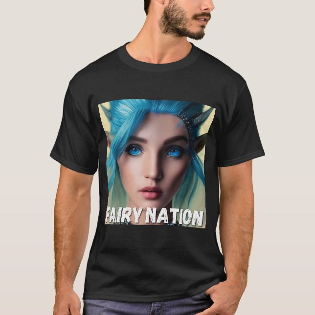 Sagan blåhårig älv Fay Pixie Elfin T Shirt (Framsida)