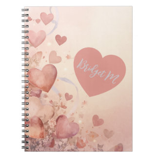 sagan Dusty Rose Hjärtkaskad Abstrakt monogram Anteckningsbok