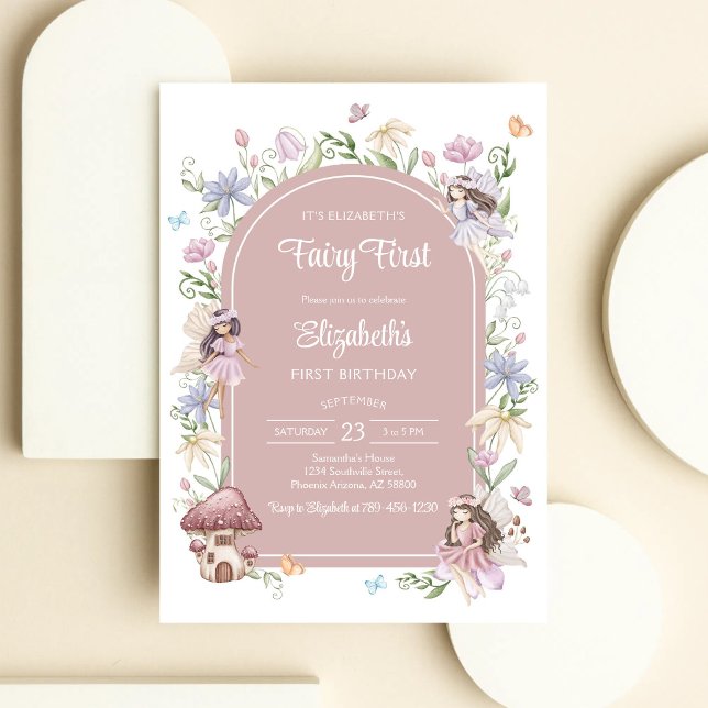 Sagan Första Whimsical Blommig 1-årsfest Inbjudningar (Skapare uppladdad)