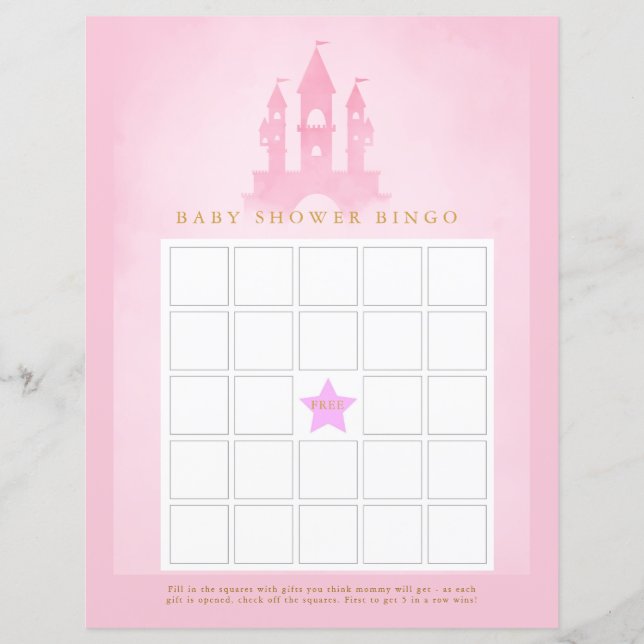 Sagan om en slott Baby Shower Bingo (Framsida)