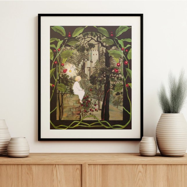 Sagan om fe i fantasins skog med slott poster (Skapare uppladdad)
