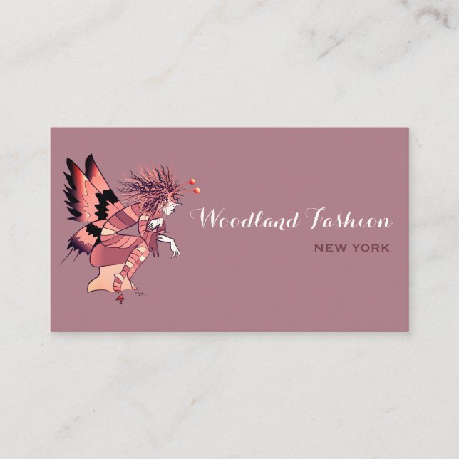Sagan om fjäril, lila och rosa visitkort (Framsida)