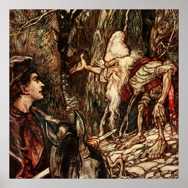 Sagan om ”Rumpelstiltskin” i Arthur Rackhams versi Poster (Framsidan)