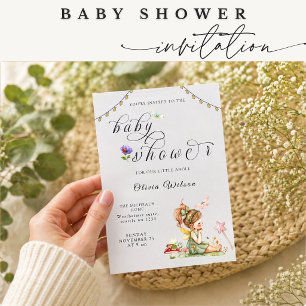 Saganom Baby Shower Inbjudan Tjej