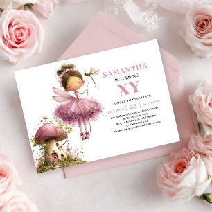 Saganomflicka 1-års födelsedags roséguld blommiga  inbjudningar