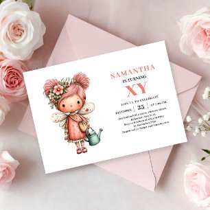 Saganomflicka 8-årsdag Söt Pastell Whimsy-inbjudan Inbjudningar