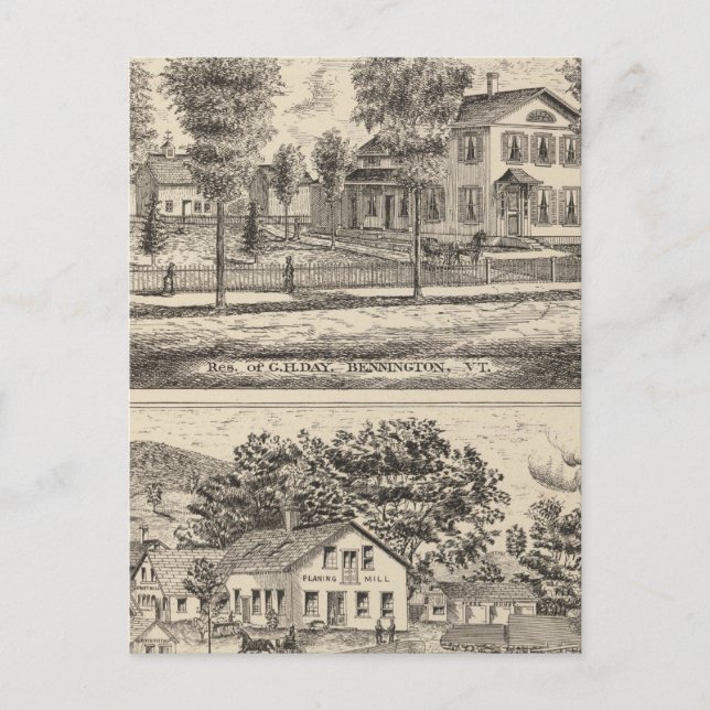 Sågar och kvarnar i Arlington Vermont Vykort (Framsida)