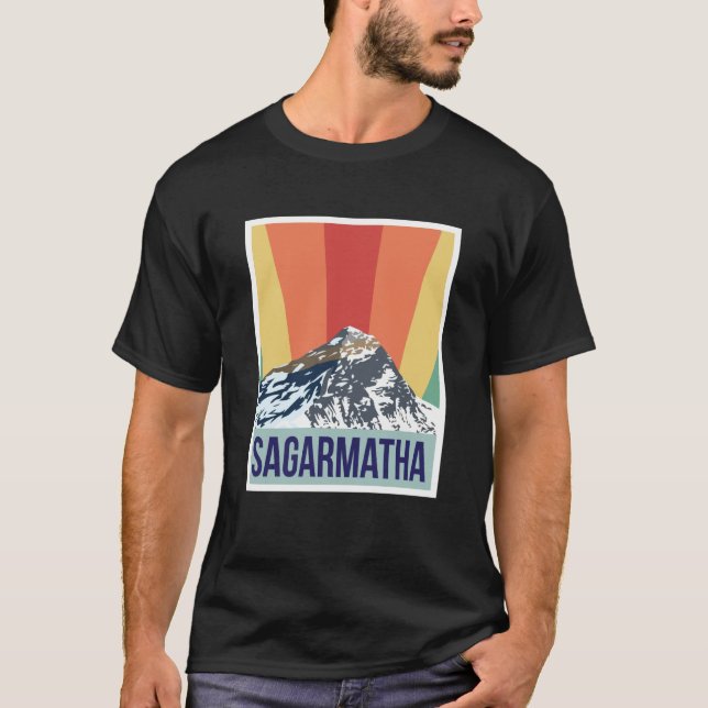 Sagarmatha Mountains Retro National Park Tibet Nep T Shirt (Framsida)