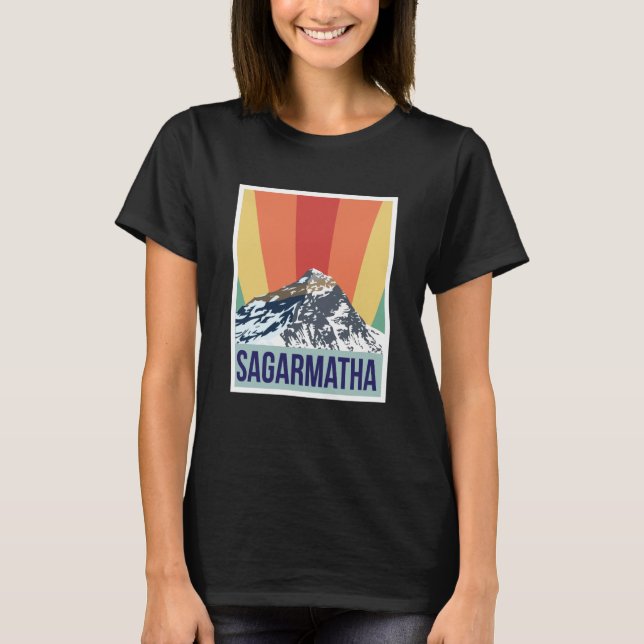 Sagarmatha Mountains Retro National Park Tibet Nep T Shirt (Framsida)