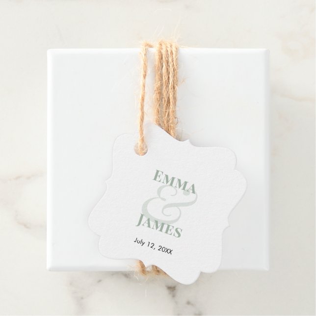 Sage Ampersand Bröllop | Namn & Datum Gåvor Etiketter (På plats)