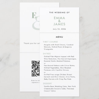 Sage Ampersand Bröllop | QR-kod | Elegant Meny