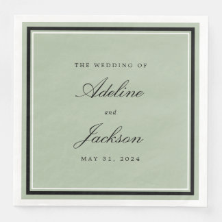 Sage and Black Gräns Classitional Bröllop Pappersservett