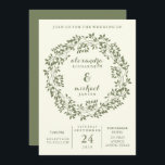 Sage and Ivory Rustic Botanical Wandec Bröllop Inbjudningar<br><div class="desc">Denna moderna,  geologiska utformning har en sage-grönt botaniskt krans,  med en elfenbensbakgrund. Baksidan av inbjudan är också sage. Med bröllop-informationen kan du enkelt anpassa anpassningsbarna till ett trendig.</div>