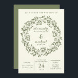 Sage and Ivory Rustic Botanical Wandec Bröllop Inbjudningar<br><div class="desc">Denna moderna,  geologiska utformning har en sage-grönt botaniskt krans,  med en elfenbensbakgrund. Baksidan av inbjudan är också sage. Med bröllop-informationen kan du enkelt anpassa anpassningsbarna till ett trendig.</div>