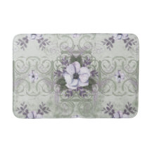 Sage and Lavender Vintage Blommigt Bath Mat