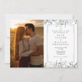 Sage and Lilac Blommigt Photo Allt på en Bröllop Inbjudningar