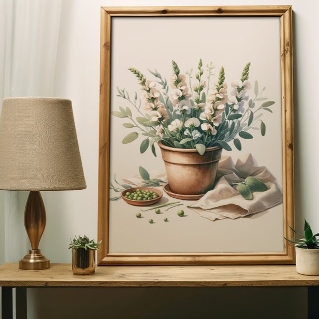 Sage and Sweet Pea Flowers in Clay Pot Wall Art Poster (Skapare uppladdad)