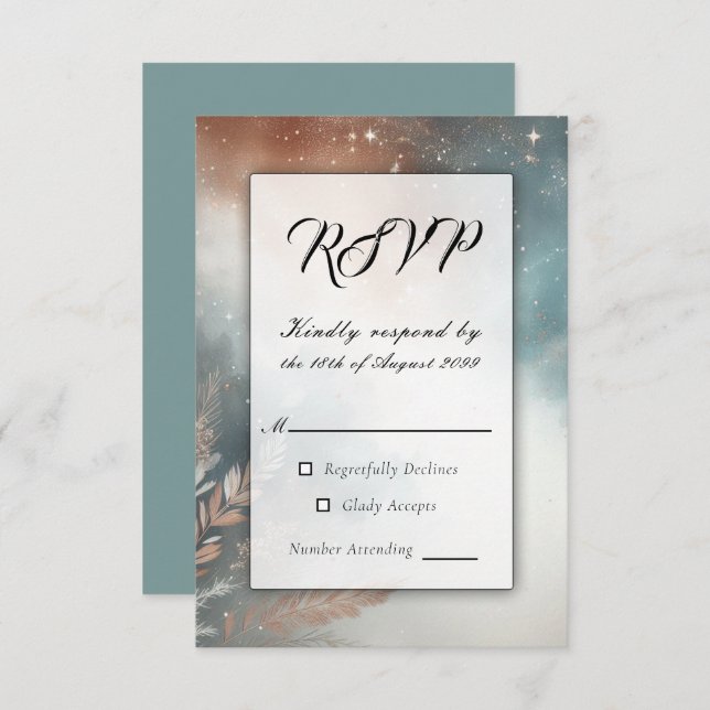 Sage and Terracotta Stardust Himmel Bröllop OSA Kort (Fram/baksida)