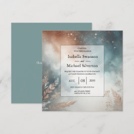 Sage and Terracotta Stardust Skies Wedding Inbjudningar