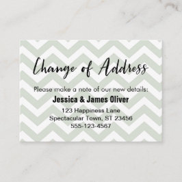 Sage and White Chevron "Change of Adress"-kort Visitkort