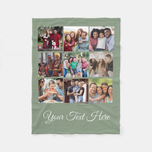 Sage Anpassade Photo Blanket Collage Fleecefilt (Framsidan)