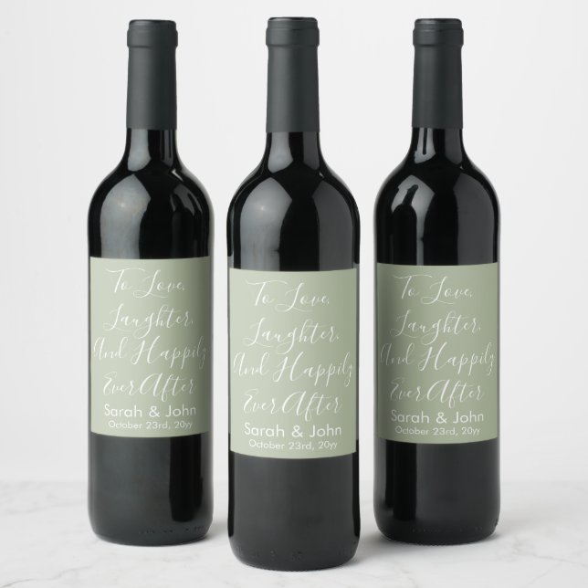 Sage Anpassningsbar Personlig  Skript Bröllopsmott Vinflaska Etikett (Flaskor)