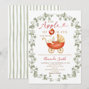 Sage Apple of our Öga Baby Shower Carriage Inbjudningar