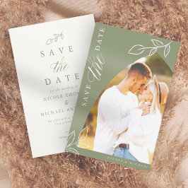 Sage Arch Boho Minimal Löv Photo Spara Datumet