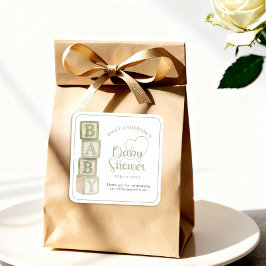 Sage Baby Blocks Baby Shower Favor Sticker Fyrkantigt Klistermärke