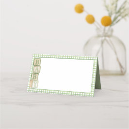 Sage Baby Blocks Blank Food & Favor Tent Cards Placeringskort
