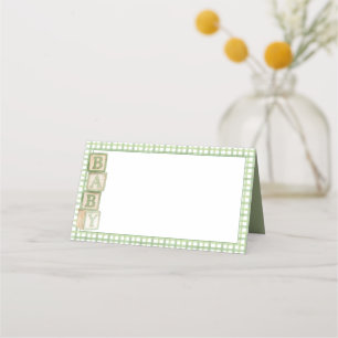 Sage Baby Blocks Blank Mat & Favor Tältkort Placeringskort
