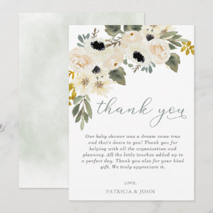 Sage Baby i Bloom Ivory Blommigt Girl Baby Shower Tack Kort